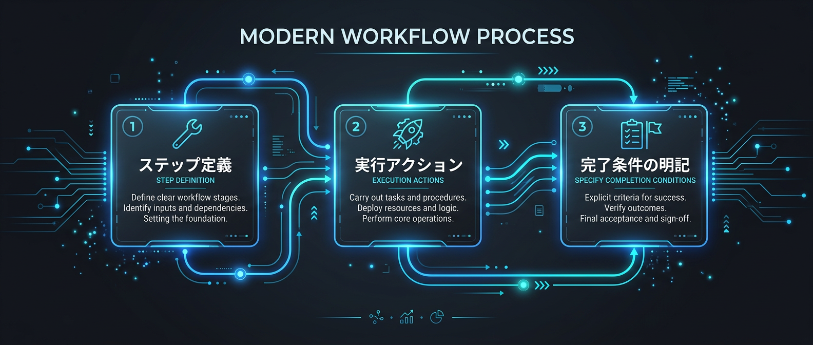 YAMLによる構造化されたワークフローのステップ