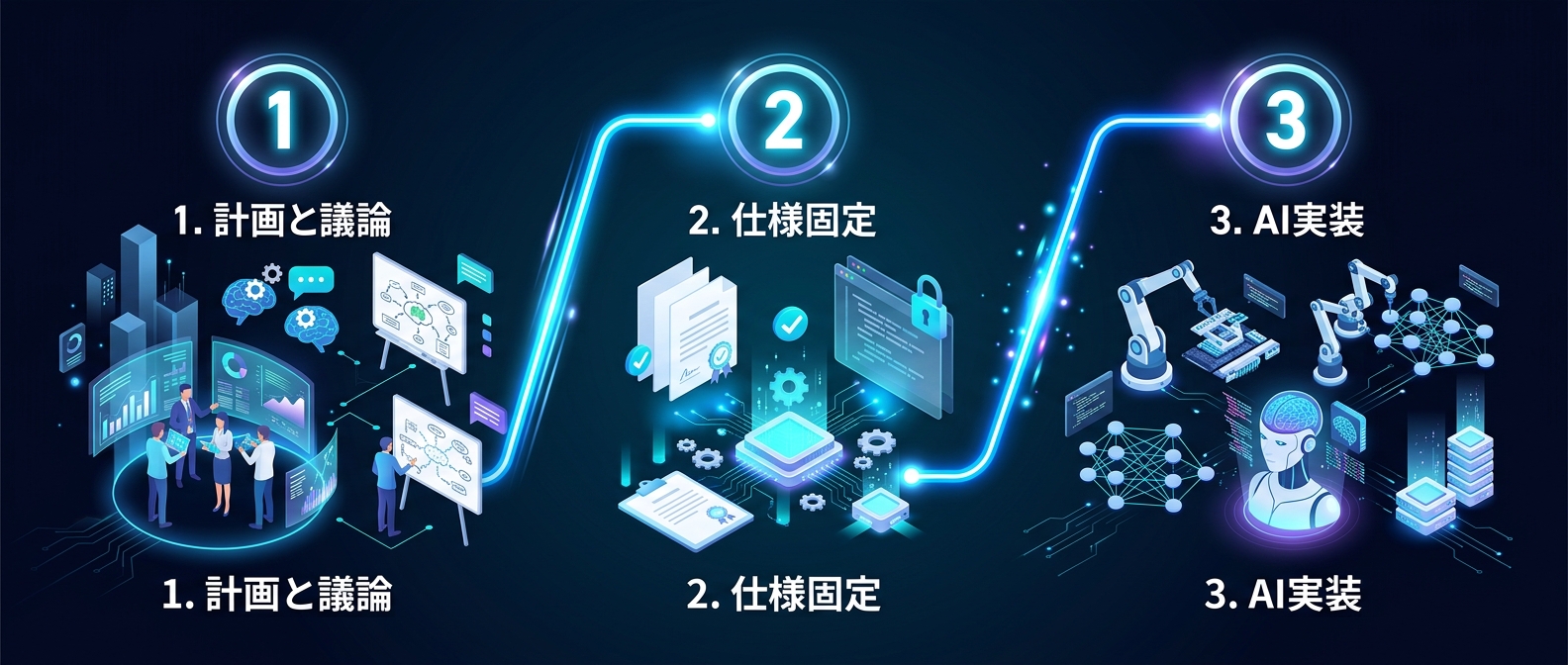 AI駆動開発における「設計・検証特化型」の3ステップ