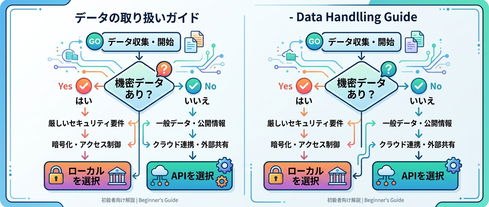 機密データの有無から始まる使い分けの判断フロー