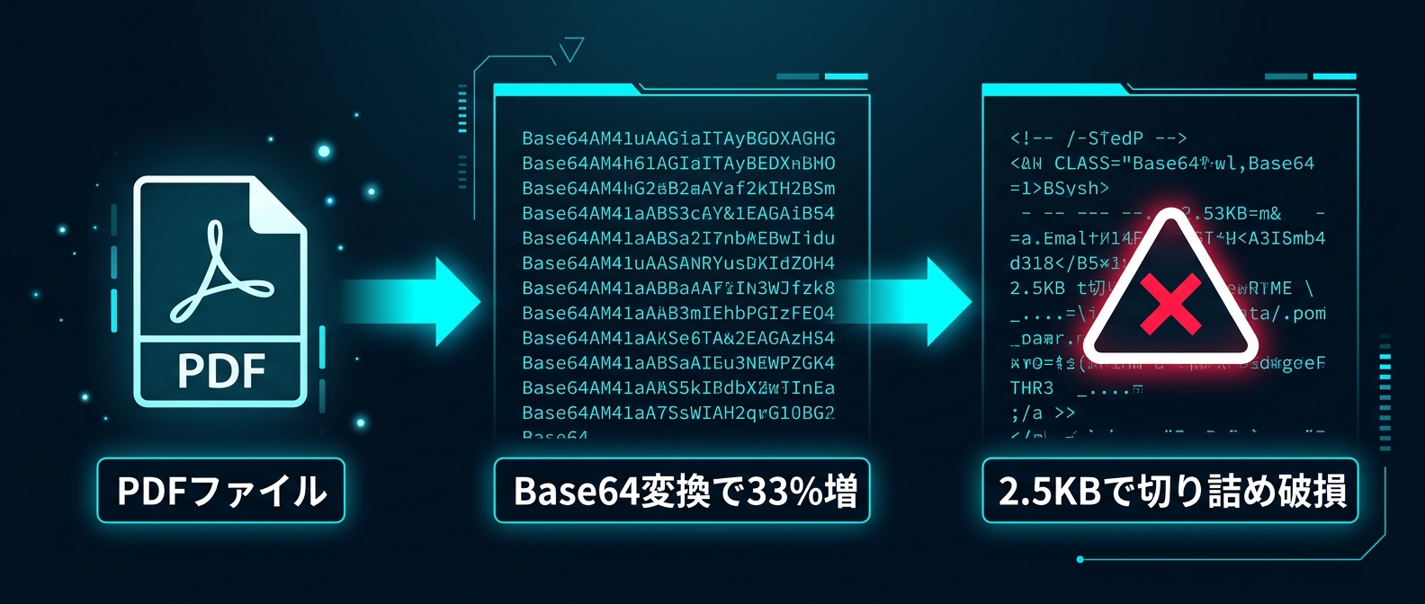 MCP経由での大容量データ転送時にファイルが破損する仕組み