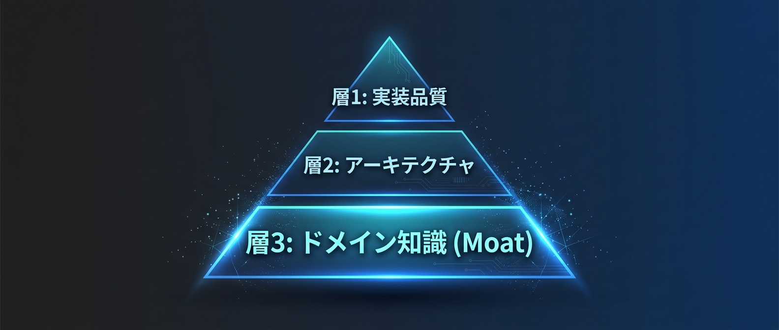 AIによるコード評価の3層構造と残された「堀」