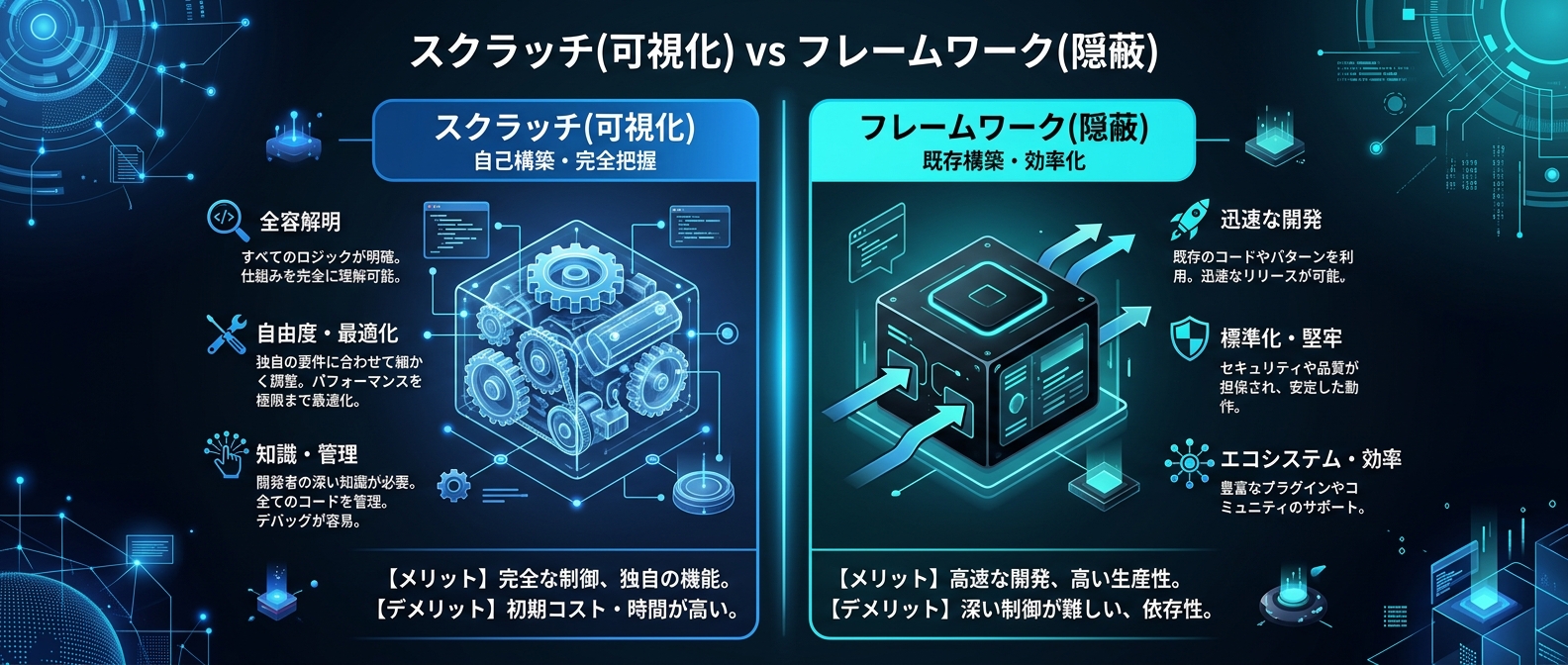 スクラッチ実装によるプロセスの可視化とフレームワークのブラックボックス化