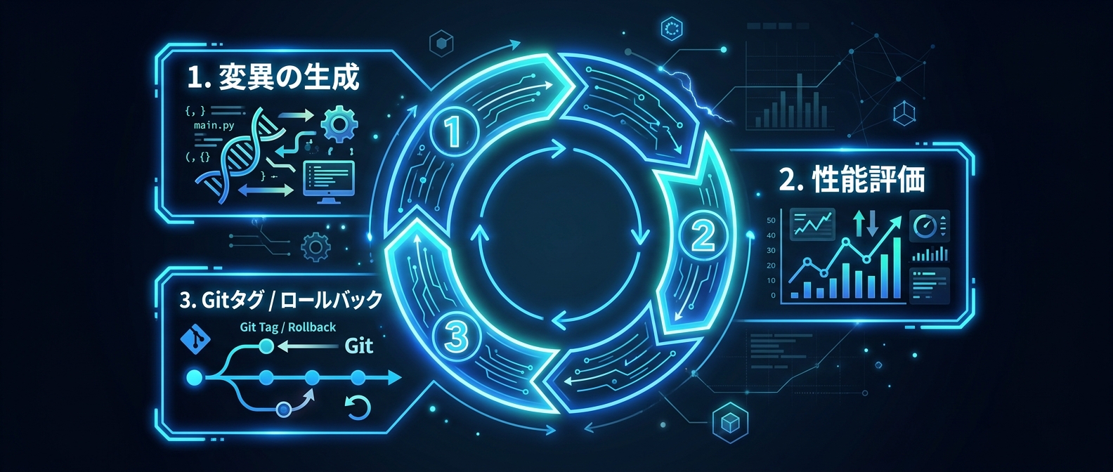 エージェントが自己進化するA-Evolveのワークフロー