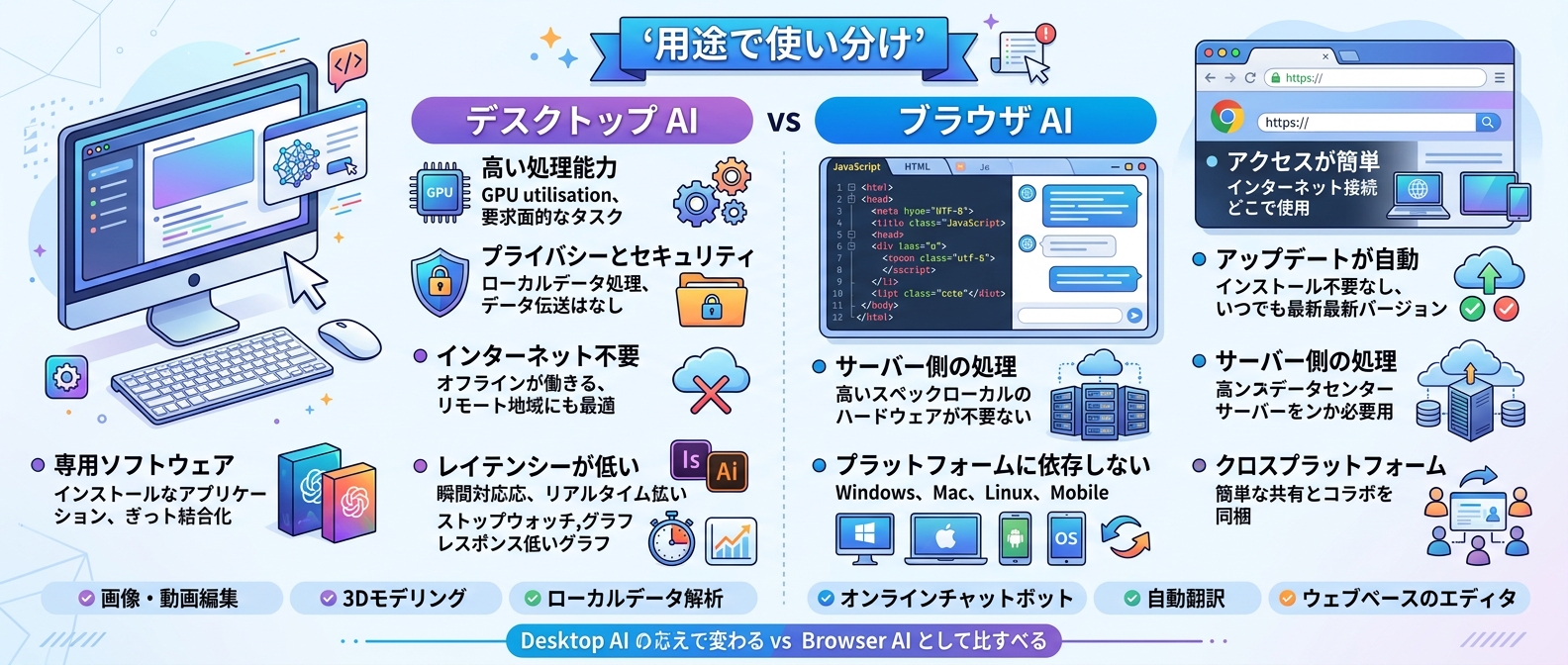 デスクトップ操作AIとブラウザ自動化ツールの違い
