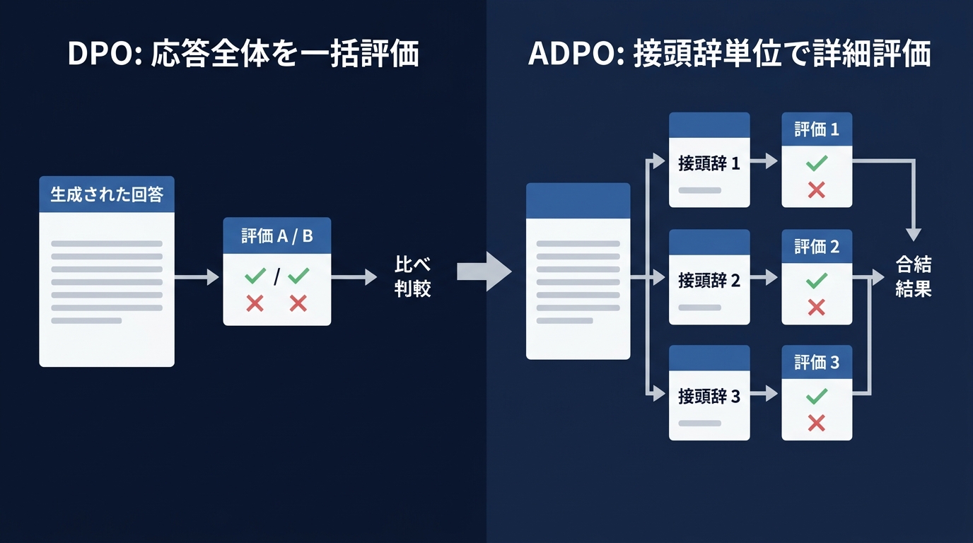 DPOとADPOの評価プロセスの違い