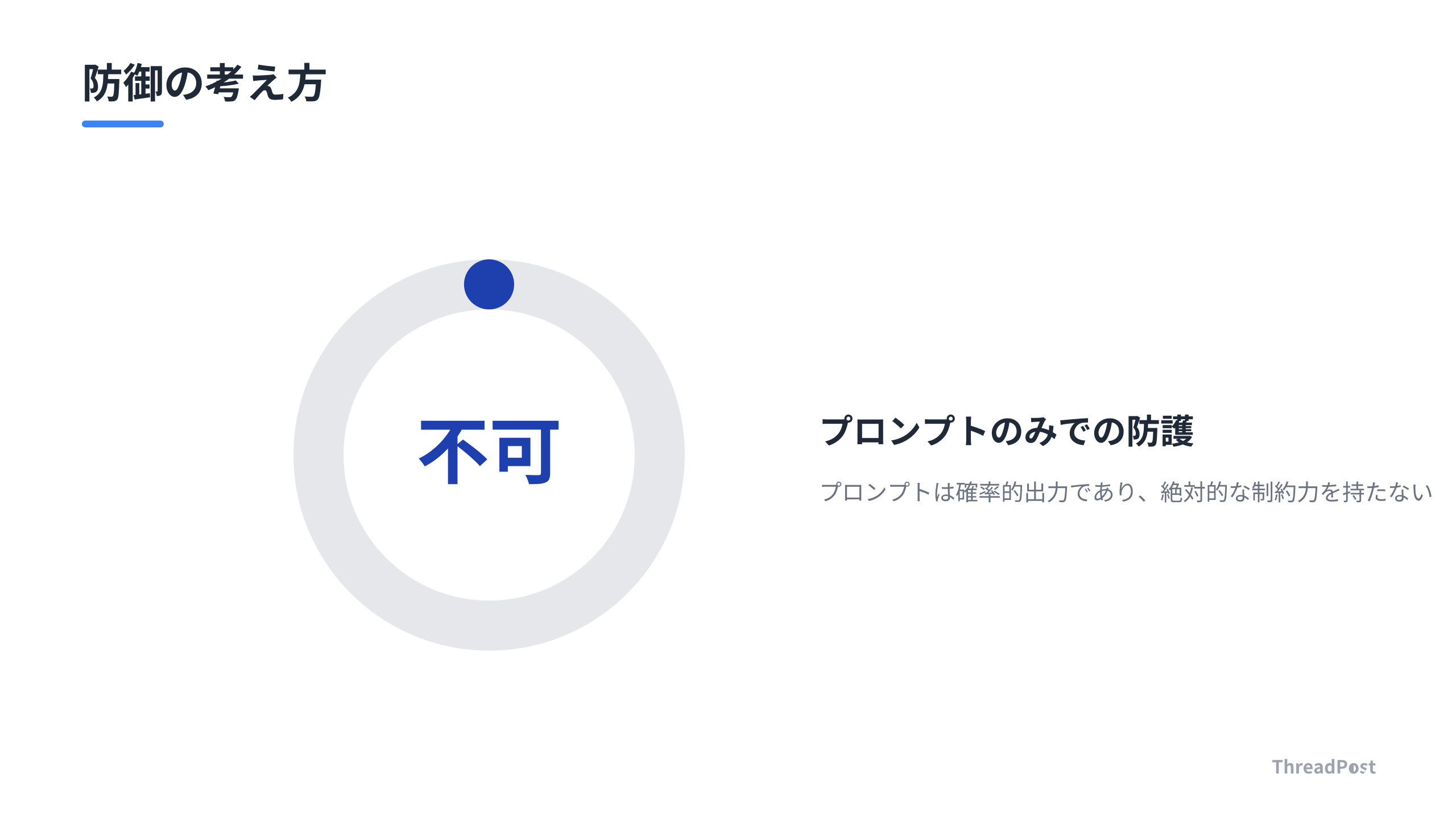 プロンプトへの過度な依存は危険。多層防御の意識が不可欠。