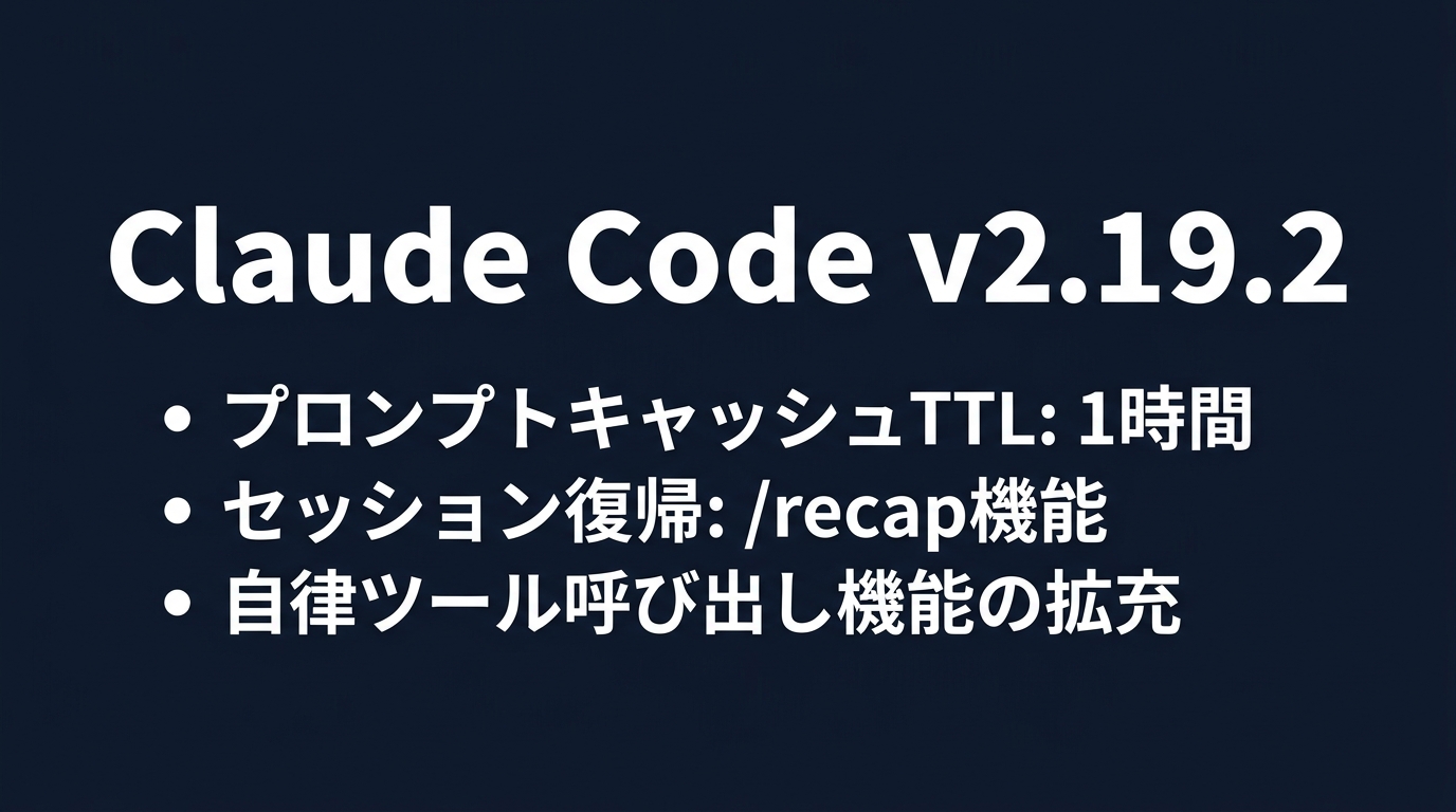 Claude Code v2.19.2の主要アップデート内容