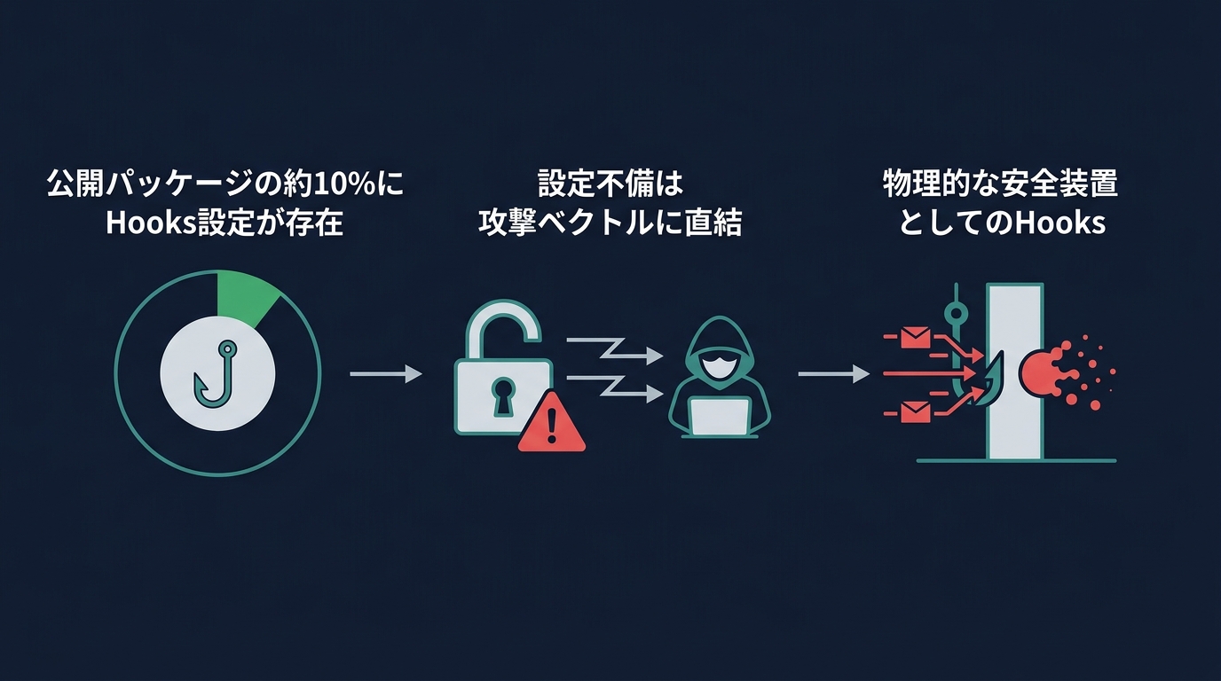 Hooks設定の普及率とリスク:公開パッケージの約10%に設定が含まれる現状