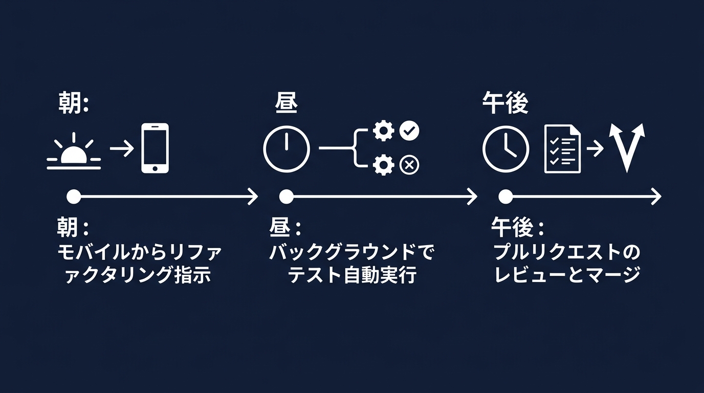 常駐型エージェントによる1日の開発サイクル