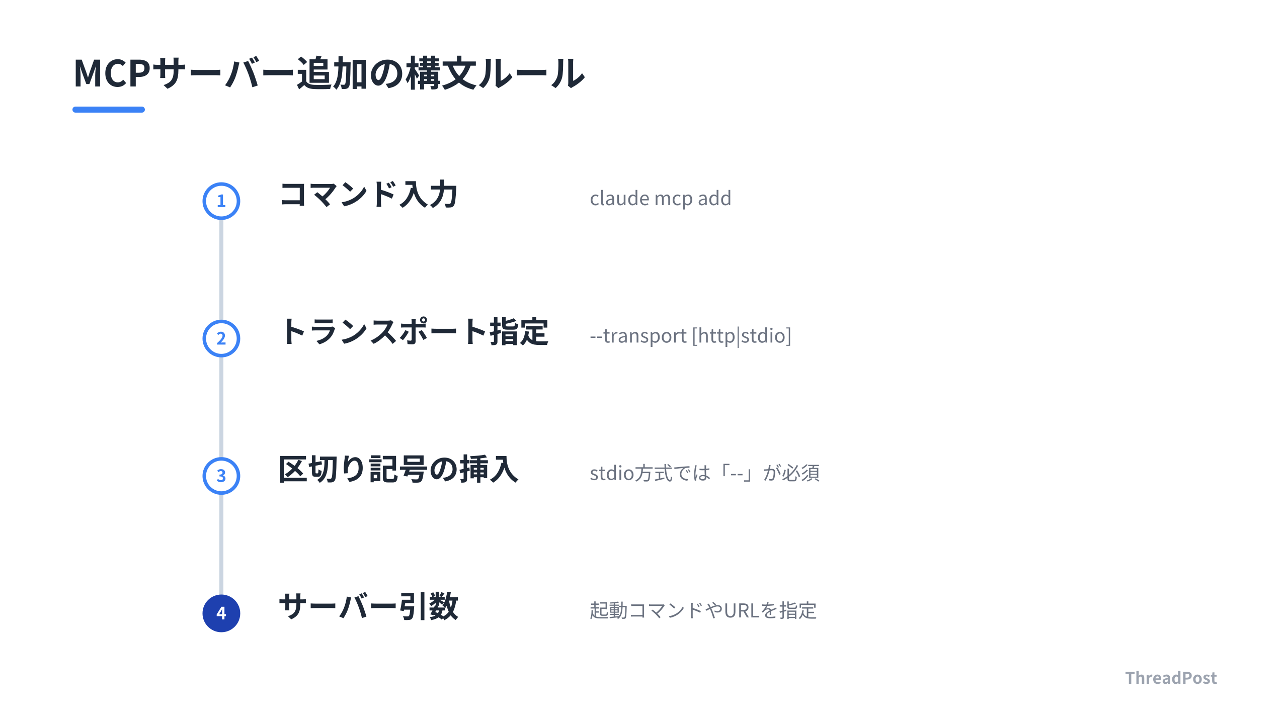Claude CodeでMCPサーバーを追加する際の基本ルール。