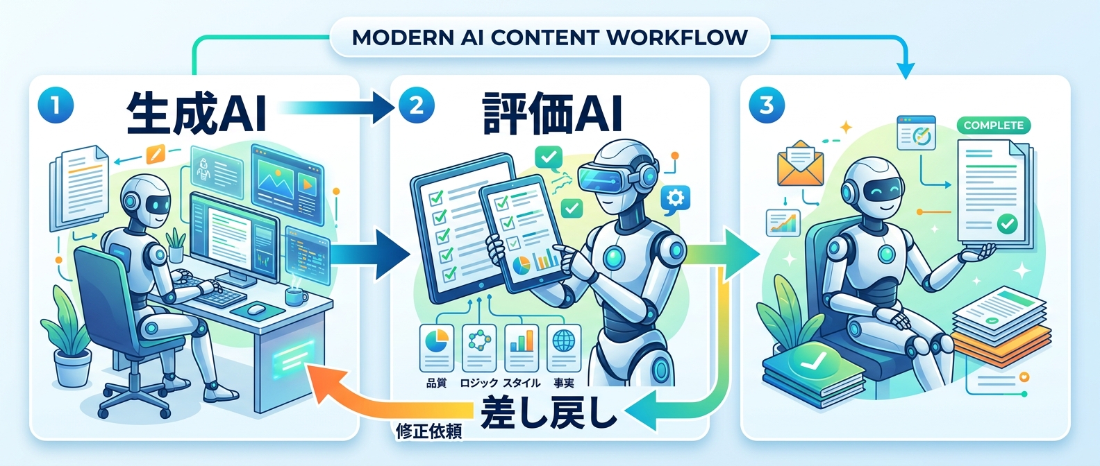 評価AI(Quality Reviewer)による自動差し戻しループの構築