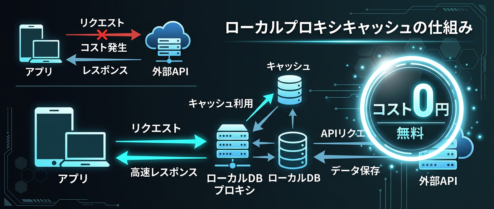 ローカルプロキシとDBキャッシュによる開発コスト削減