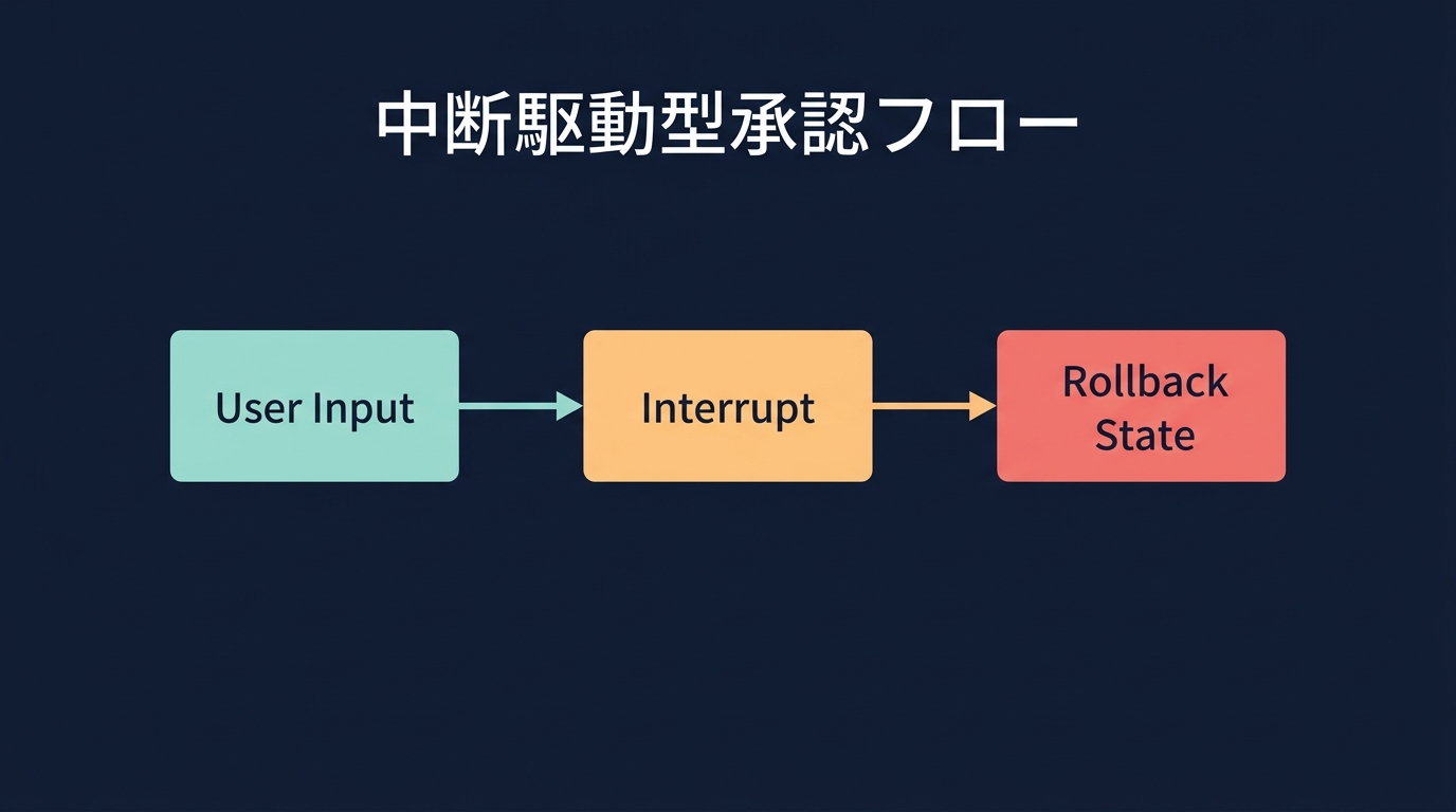 中断駆動型承認フローの概念図