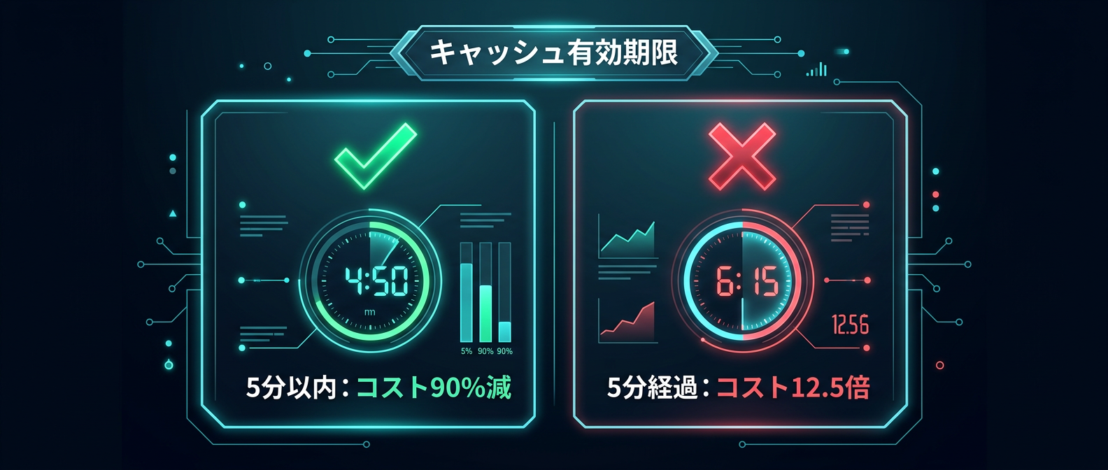 5分ルールのキャッシュ仕様によるコストの違い
