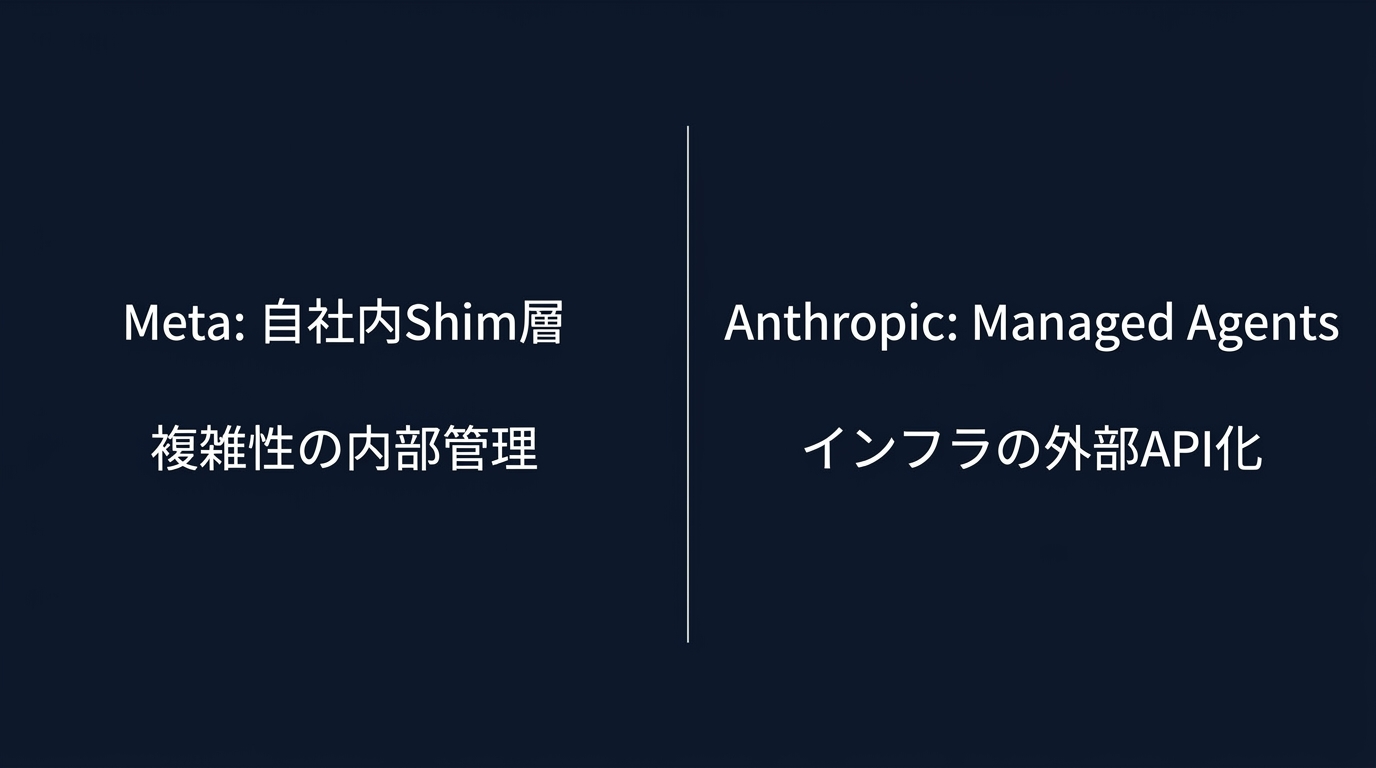 インフラ管理の二極化：自社内Shim層 vs 外部Managed API