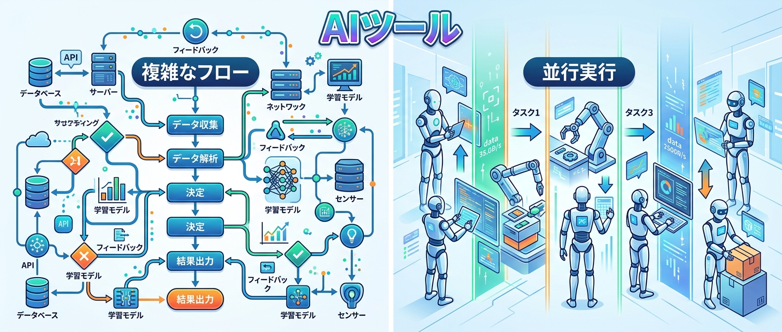 複雑なフロー制御と並行実行、用途に応じたツールの使い分け