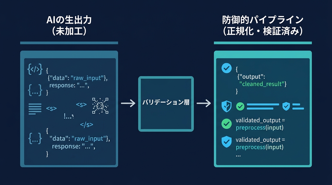 防御的AIアーキテクチャ：未加工の出力を遮断するバリデーション層