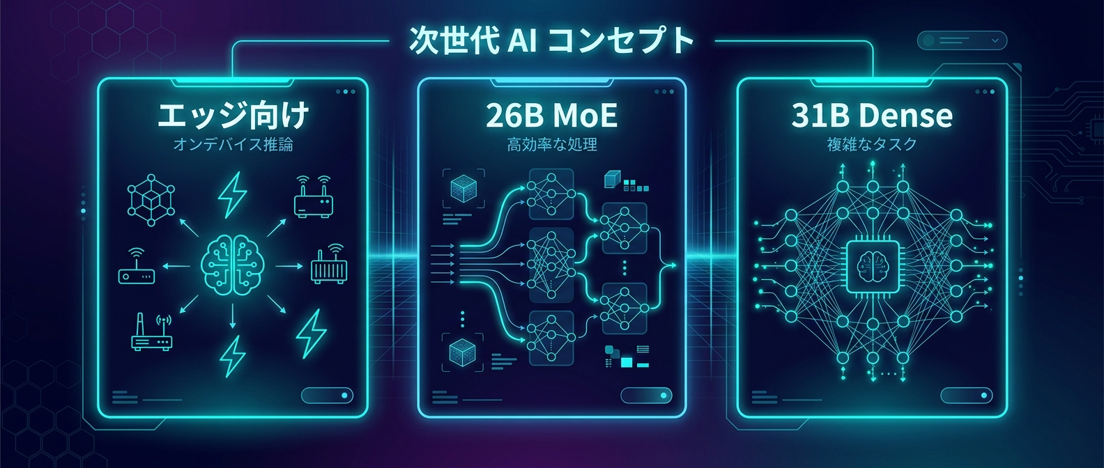 用途に合わせて最適化されたGemma 4のモデルラインナップ