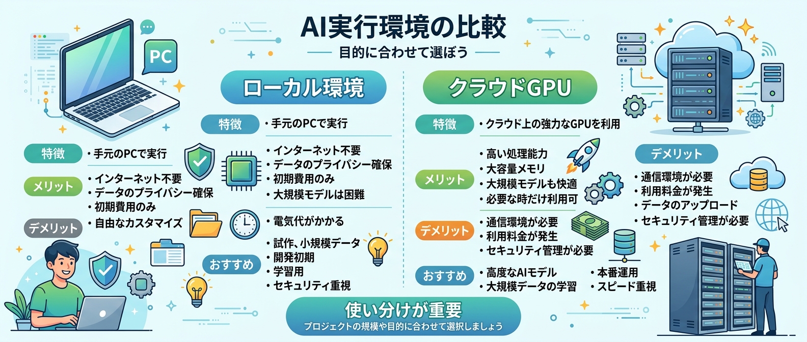 ローカル環境とブラウザ環境の使い分け