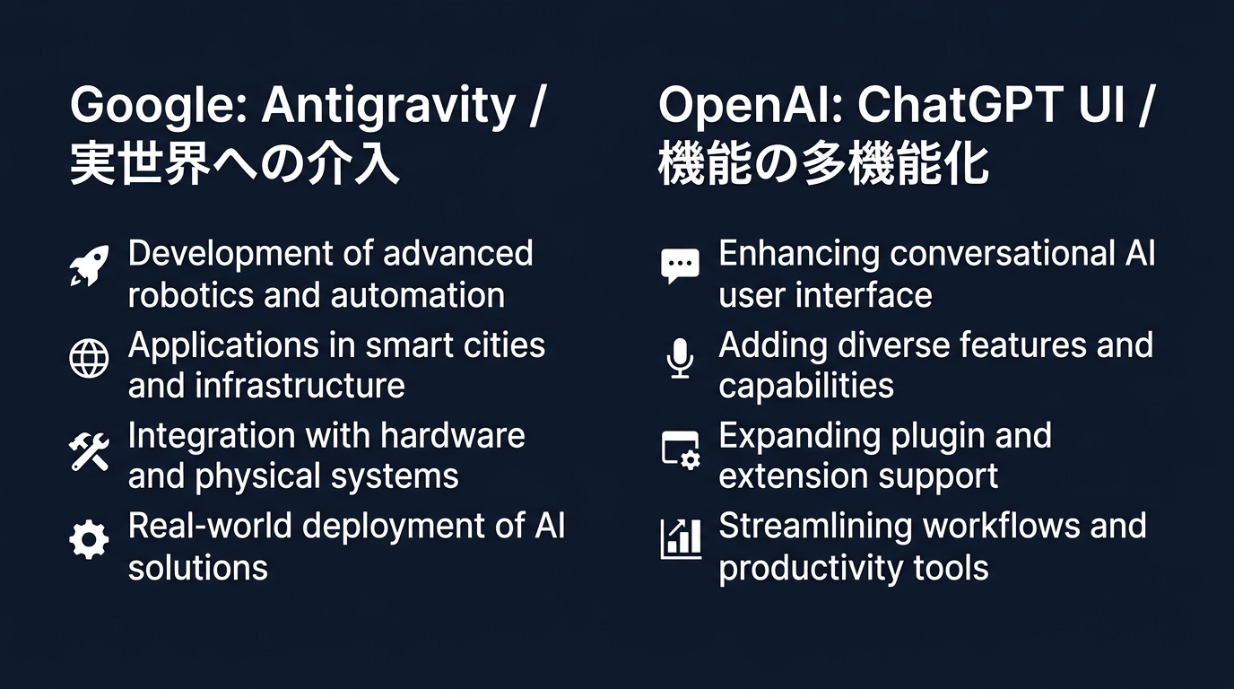 GoogleとOpenAIの戦略的レイヤーの乖離