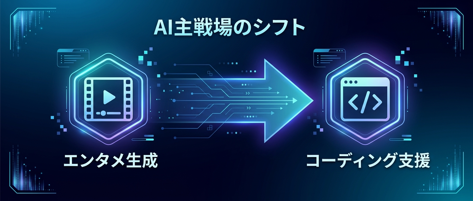 エンタメ生成から実務直結のコーディング支援へのシフト