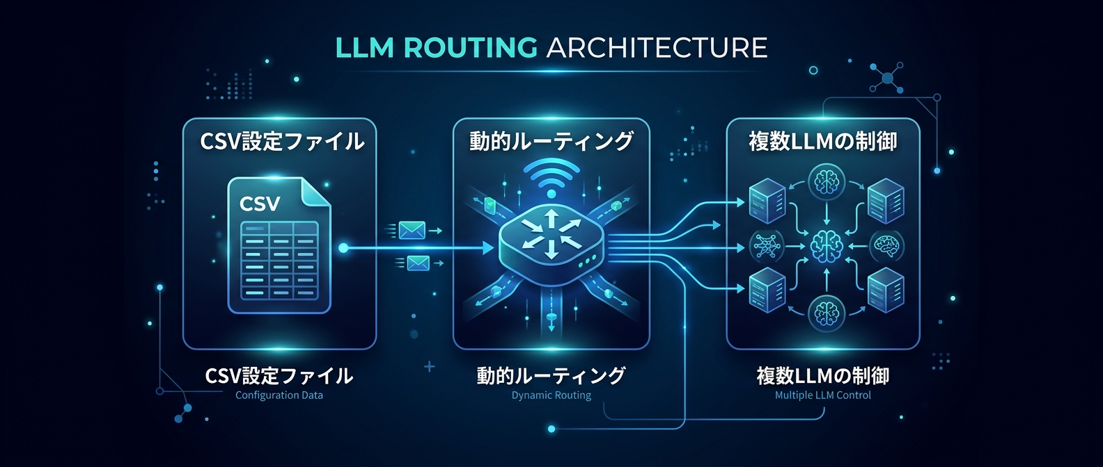 複数LLMの運用において、CSVなどの設定ファイルを用いた動的ルーティングが主流になりつつある。