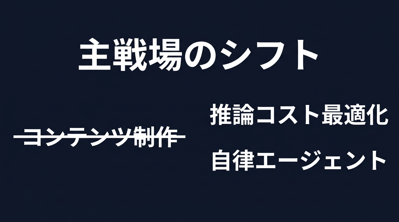 AI開発の主戦場:コンテンツ制作から推論コスト最適化へ