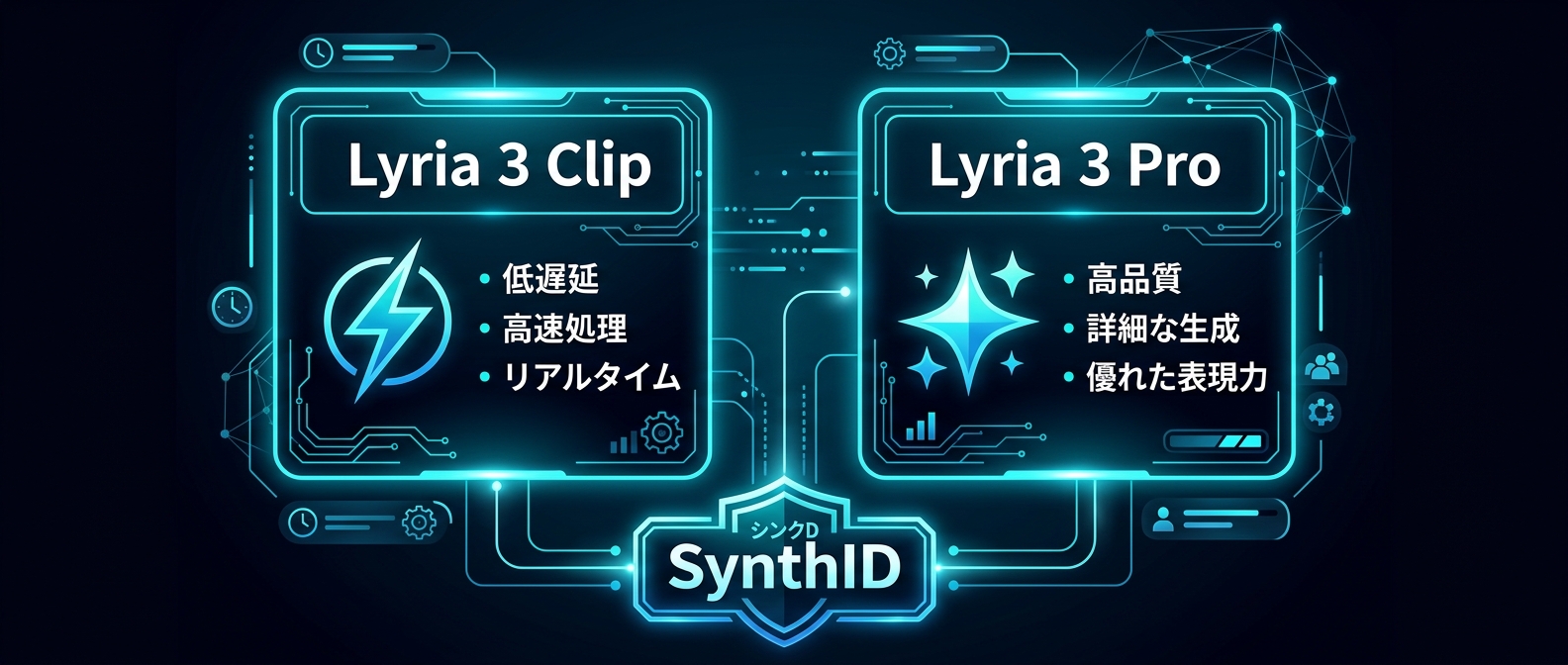 Lyria 3の2つのモデルとSynthIDの標準搭載