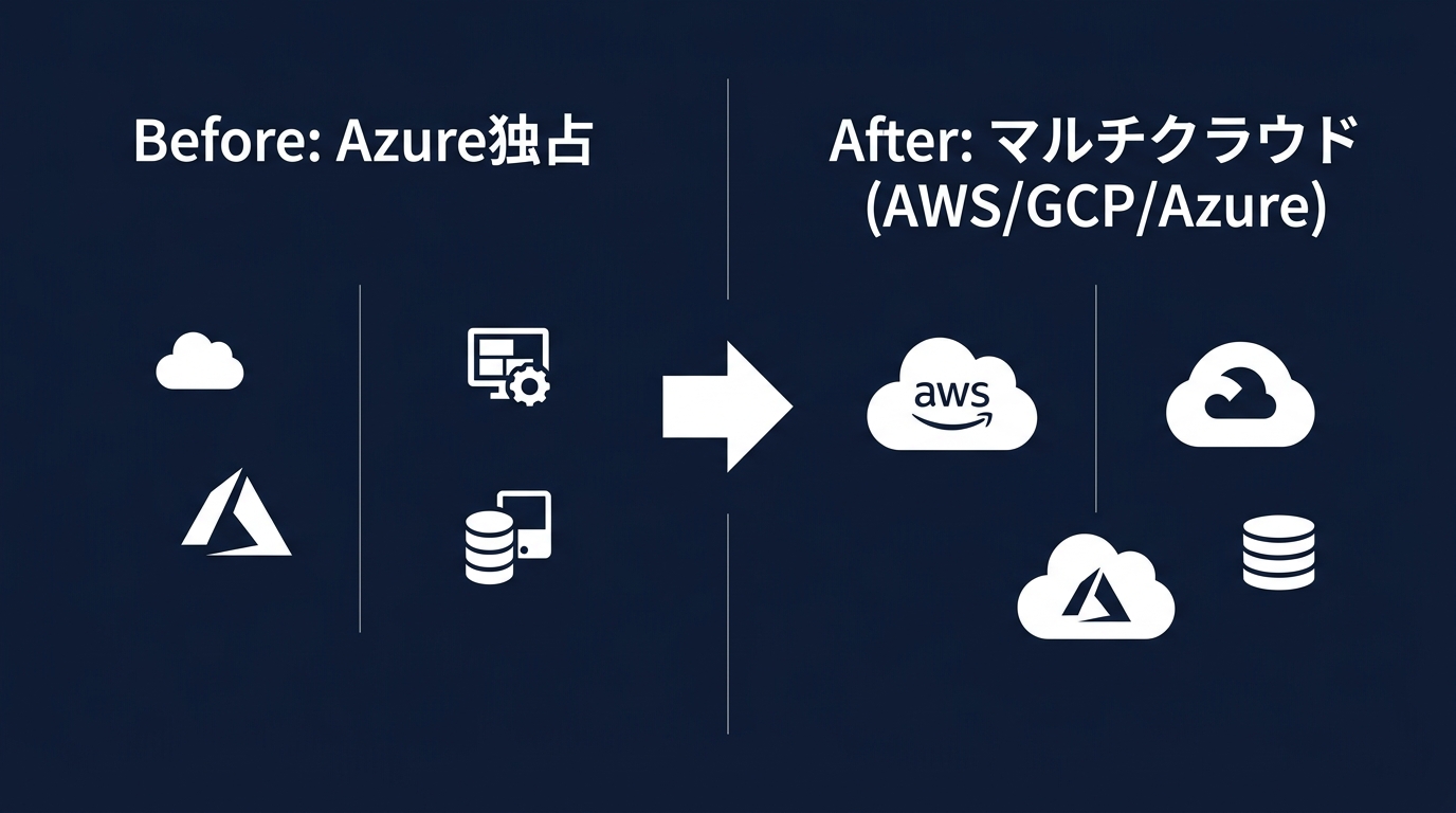 Azure独占から、AWSやGCPを含むマルチクラウドへの転換。