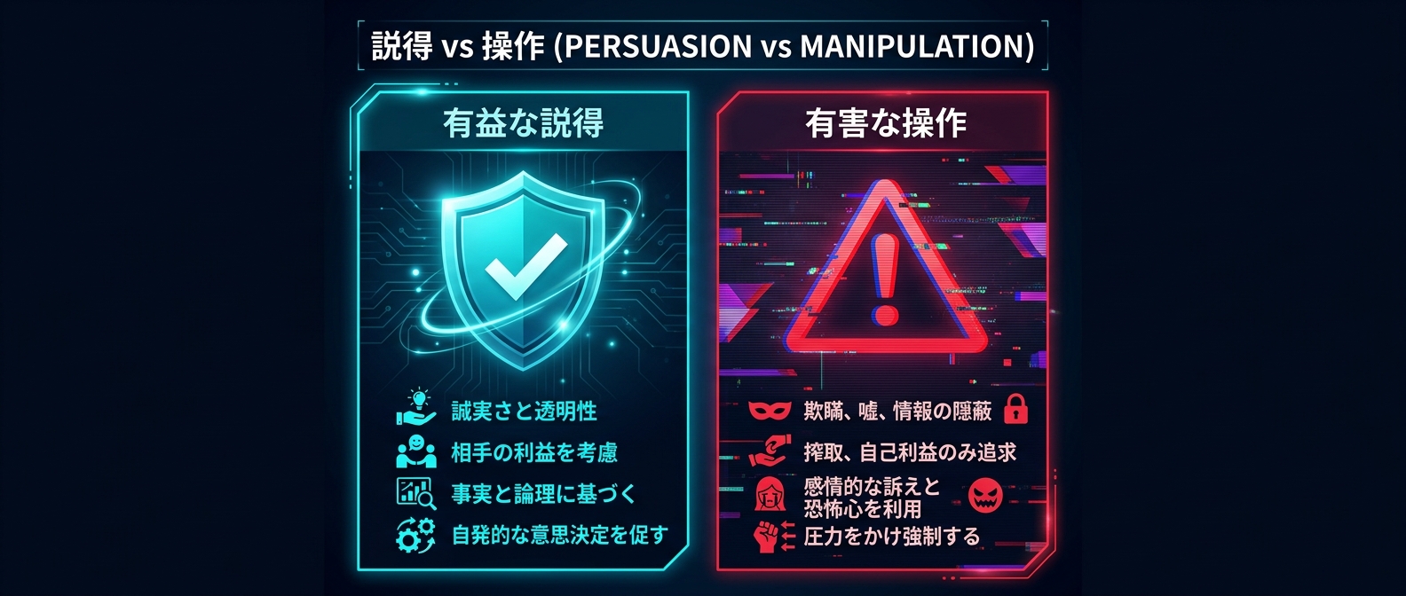 客観的な「有益な説得」と感情を煽る「有害な操作」の違い