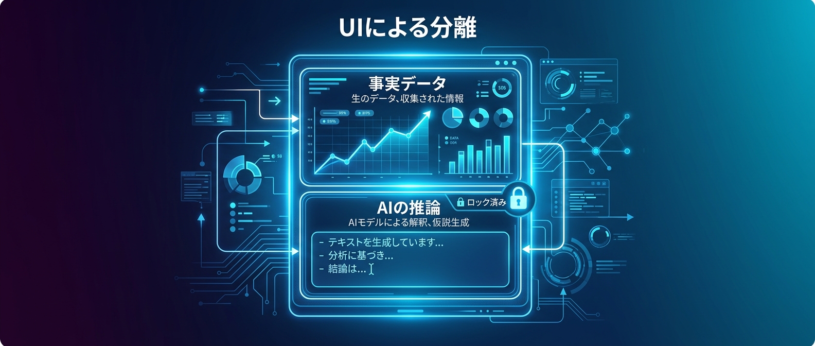 事実データとAIの推論を分離するUIガードレール設計