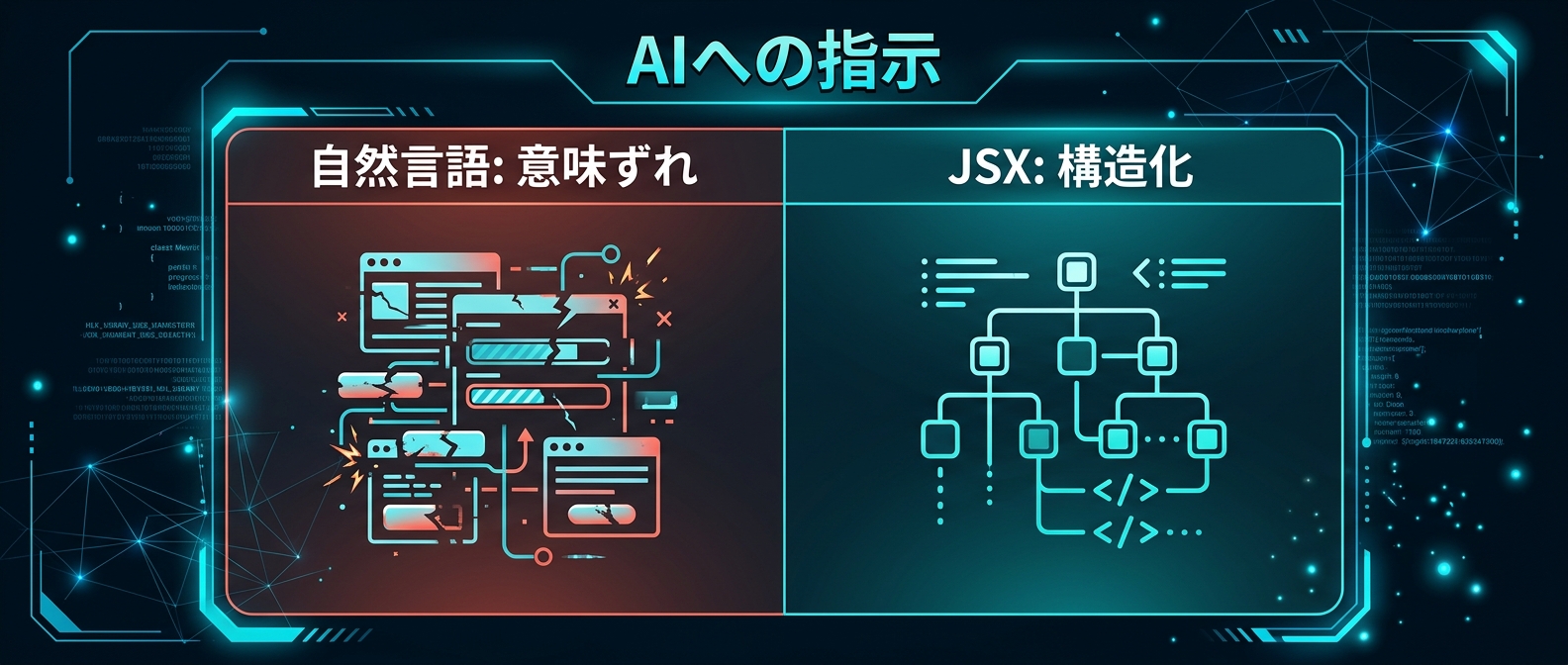 自然言語とJSXによるAIへのUI指示の比較