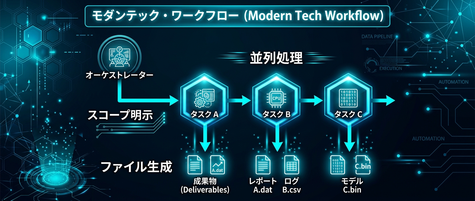 依存関係とスコープを明示し、サブエージェントを並列稼働させるフロー