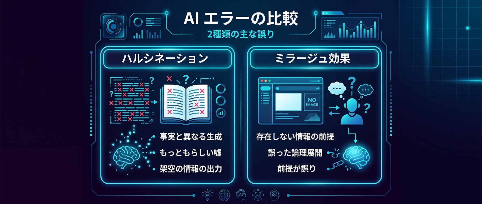ハルシネーション（詳細の誤り）とミラージュ効果（前提の誤り）の根本的な違い