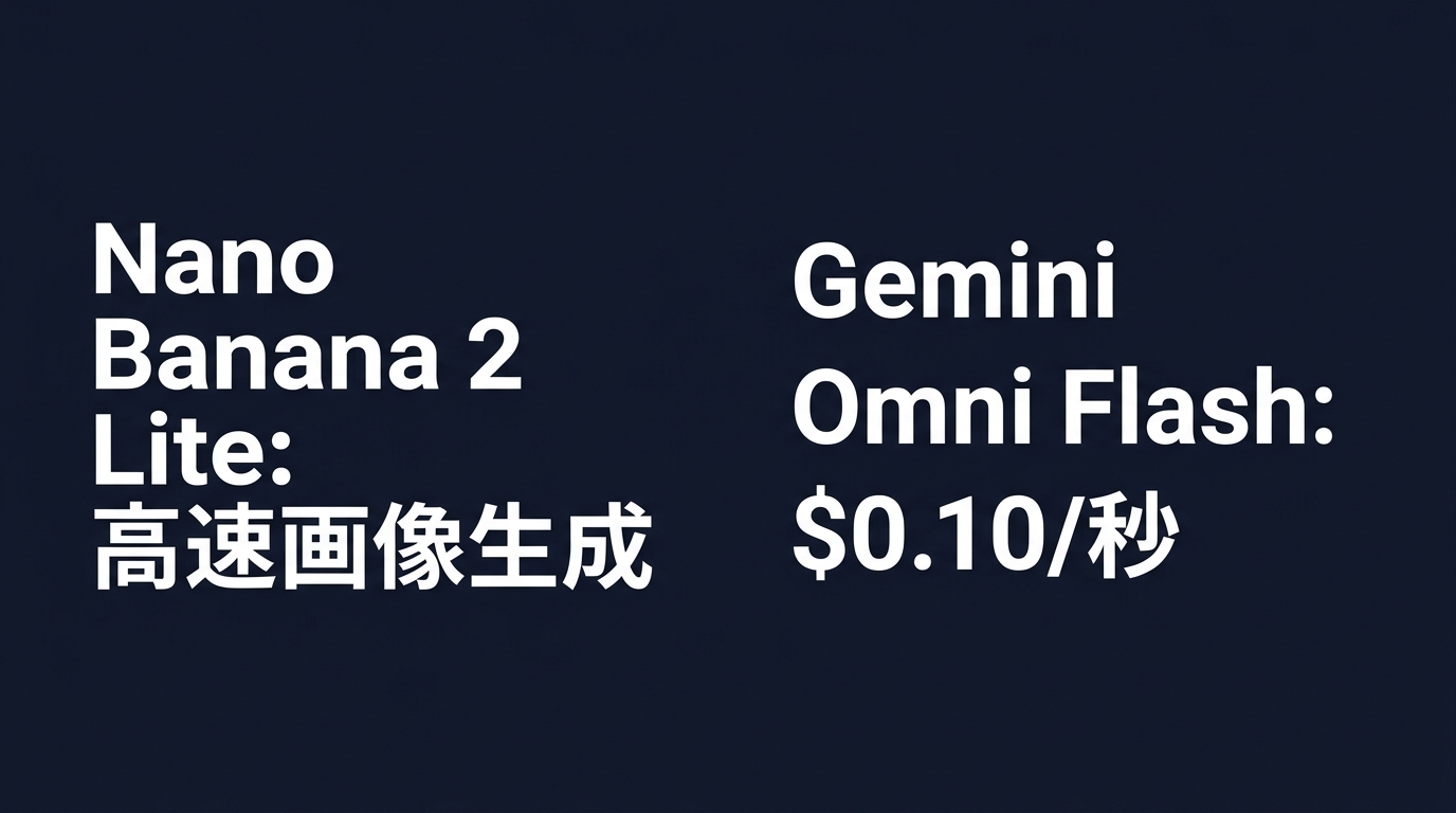 Nano Banana 2 LiteとGemini Omni Flashの圧倒的なコスト・パフォーマンス