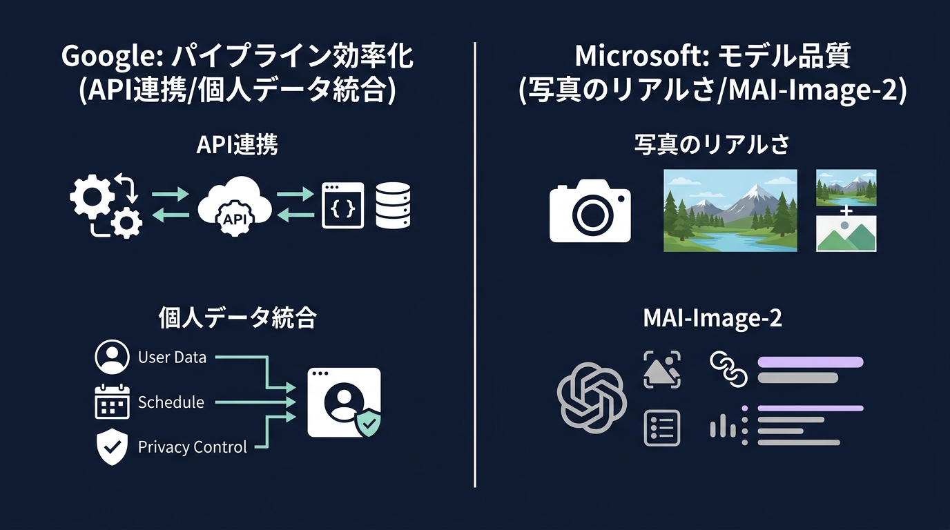 GoogleとMicrosoftの戦略レイヤー比較