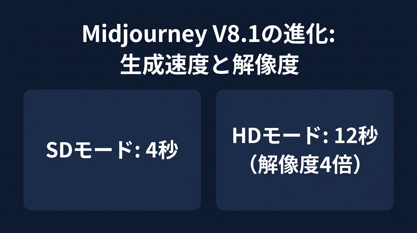 Midjourney V8.1の生成速度と解像度の進化