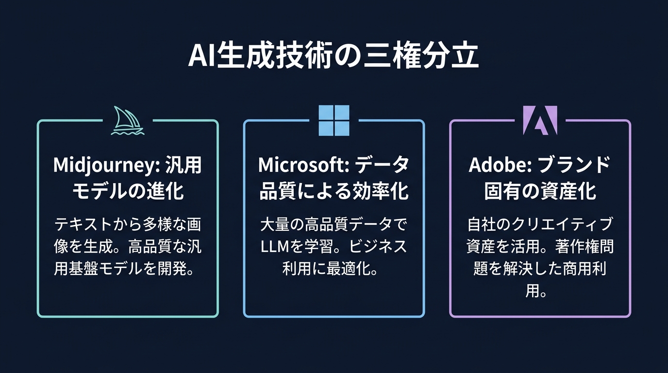 AI画像生成における主要プレイヤーの役割分担