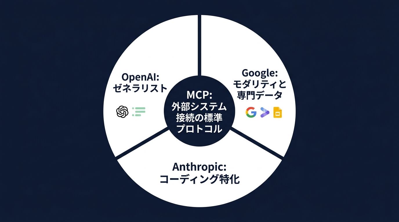 各社の戦略的棲み分けとMCPによる標準化