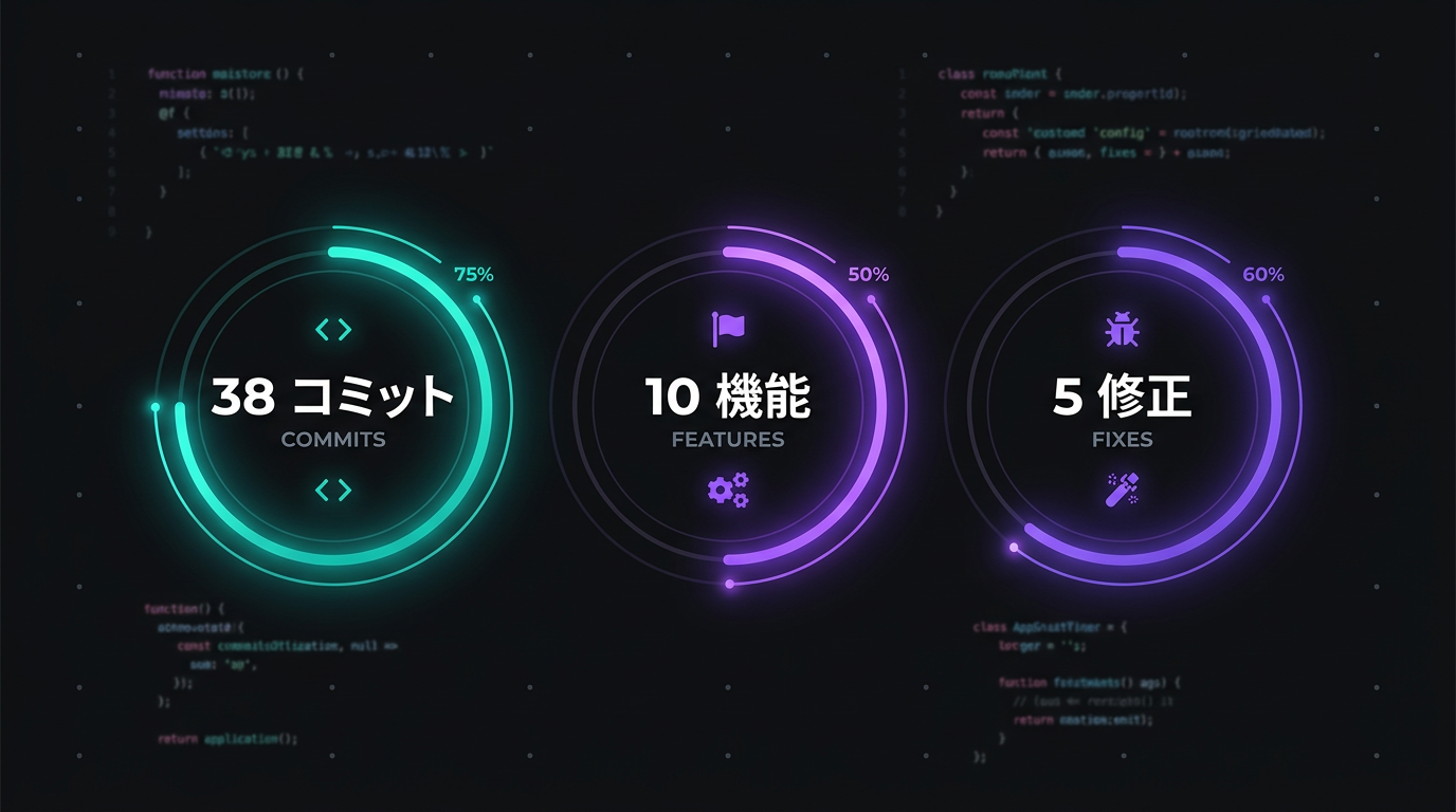 今週の開発スタッツ：38コミットの軌跡