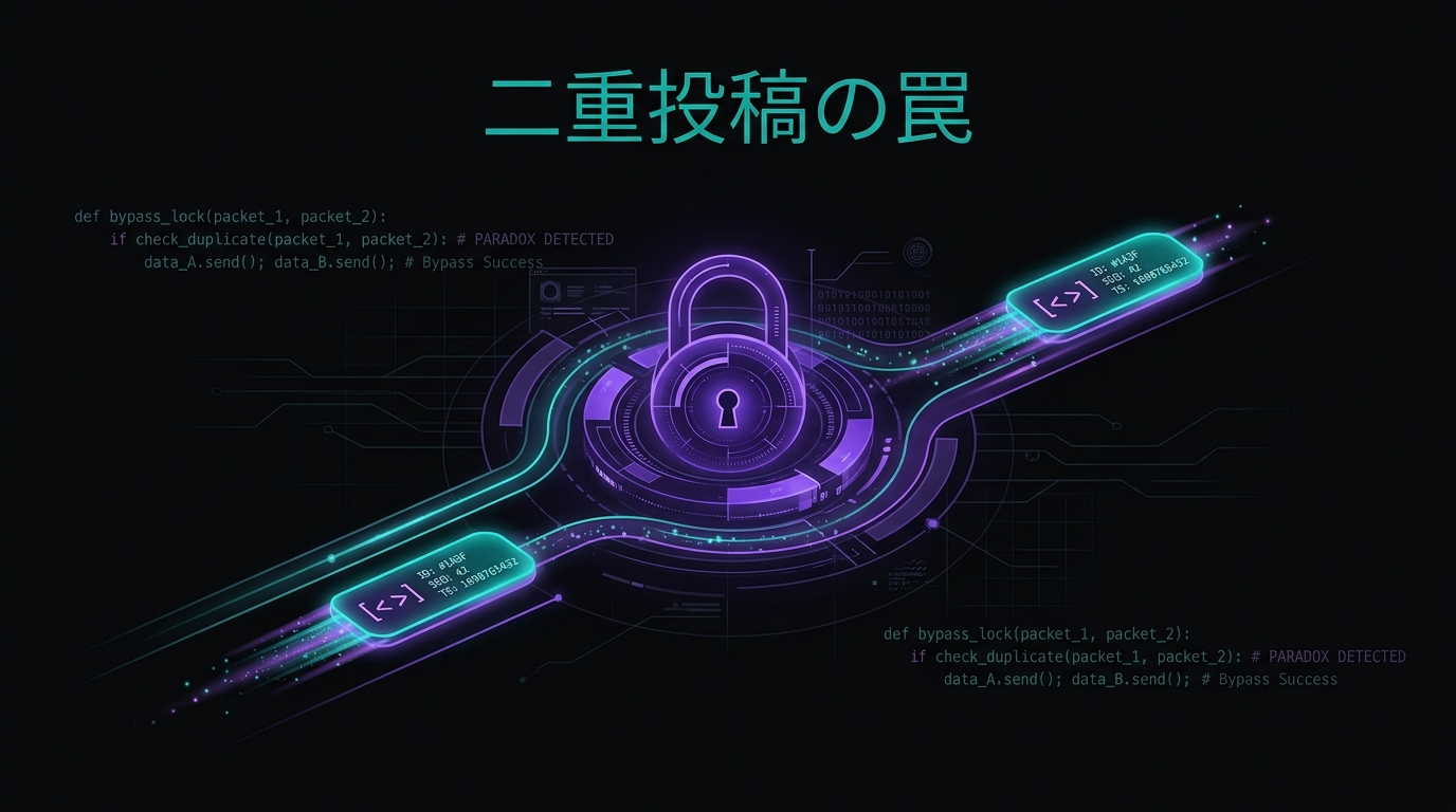 完璧な防御が引き起こした二重投稿の矛盾
