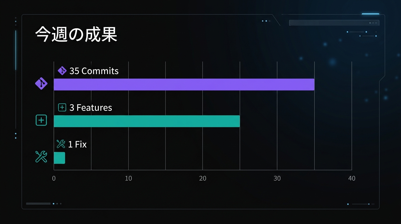 今週の開発成果：35コミットの泥臭い積み重ね。