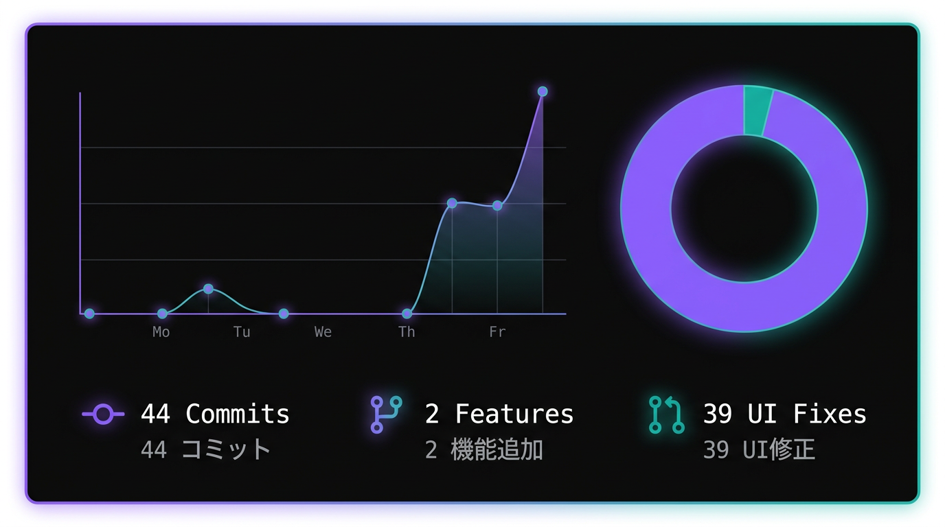 本日の開発スタッツ：UI微調整が大部分を占める