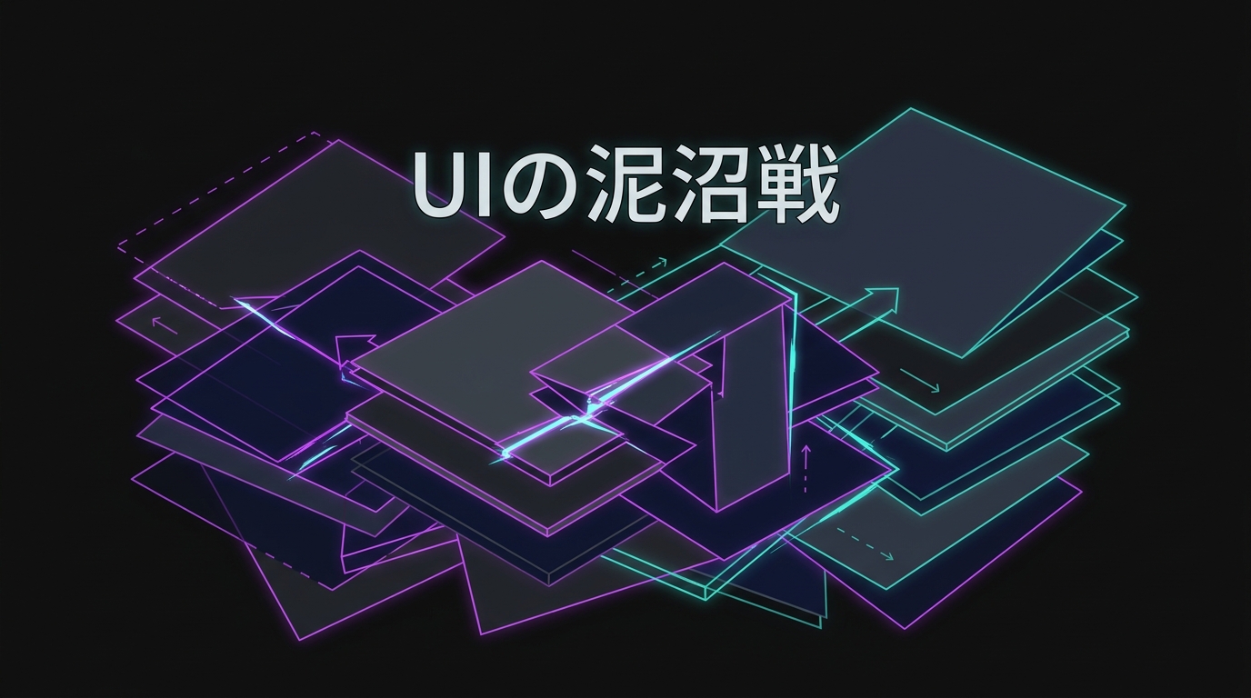 UIの泥沼戦を表現した抽象的なレイアウトパズル