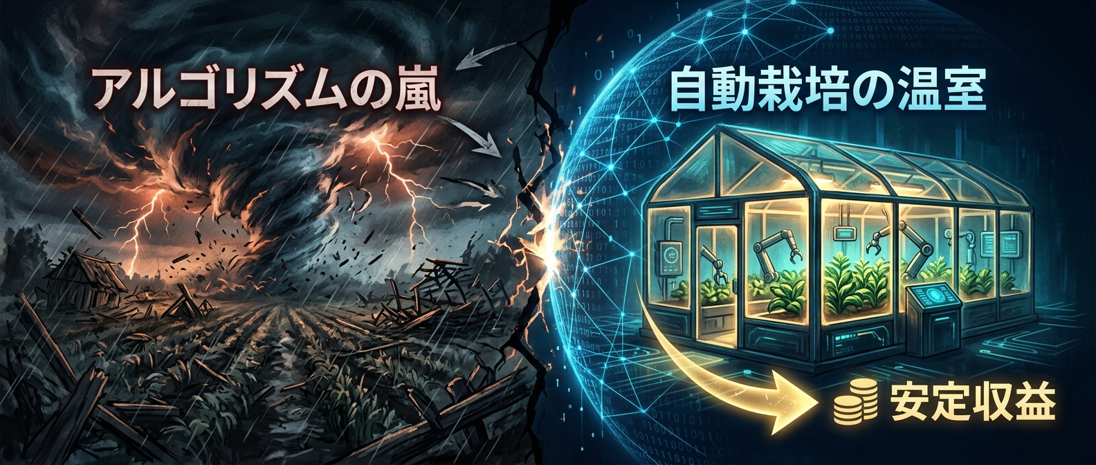 外の天候に左右されない「自動栽培の温室」という強固なシステム。