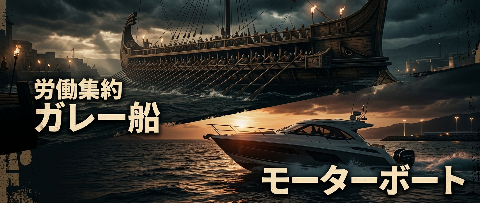 自分の時間を切り売りする「ガレー船」から、少人数で操縦できる「モーターボート」へ。