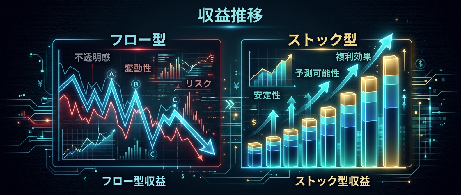 労働集約型のフロー収益から、積み上げ型のストック収益への転換。