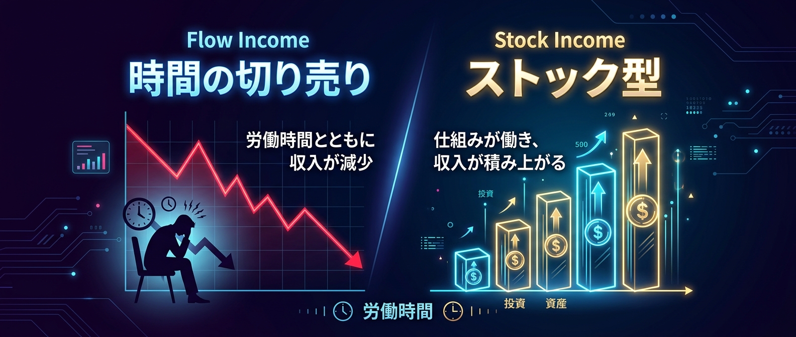 「時間の切り売り」から抜け出し、積み上がる「ストック型」の収益構造へ。