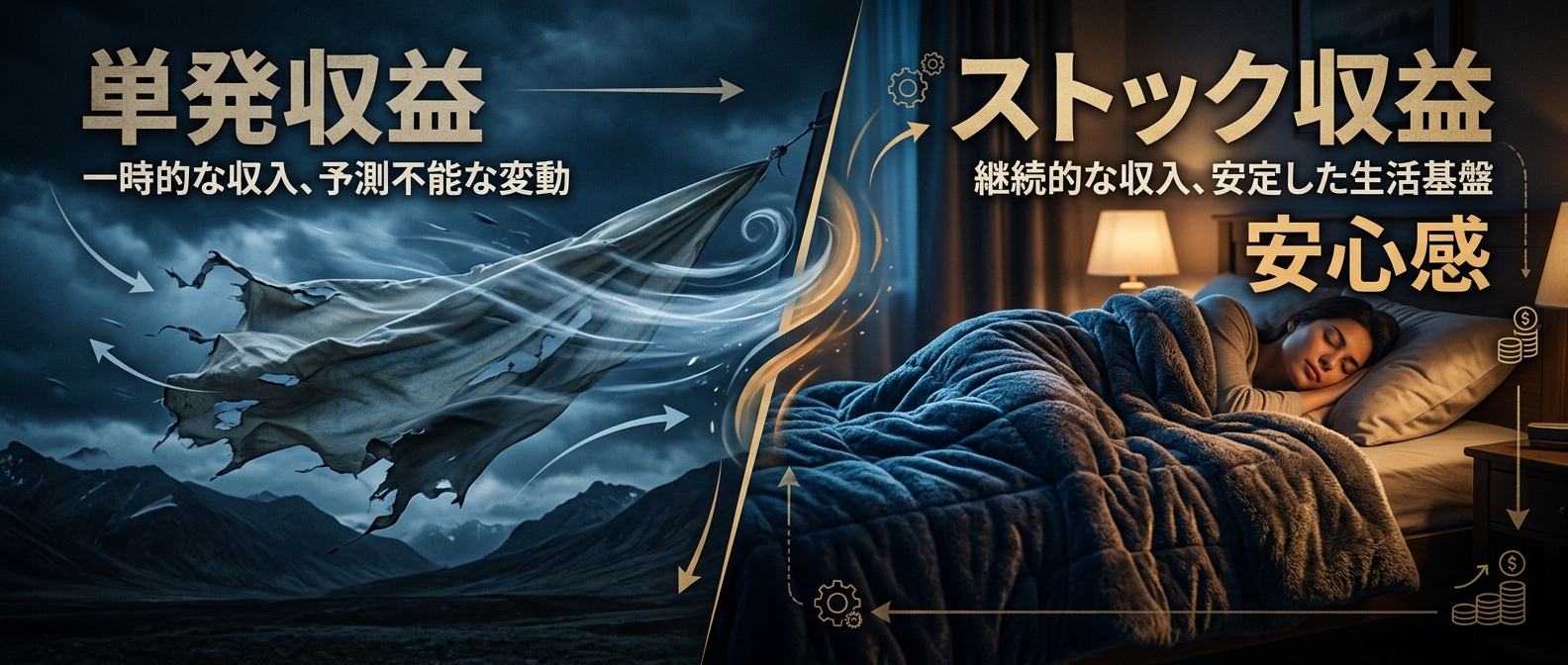 風で飛ぶ「薄いシーツ」と、起業家を守る「重い毛布」。