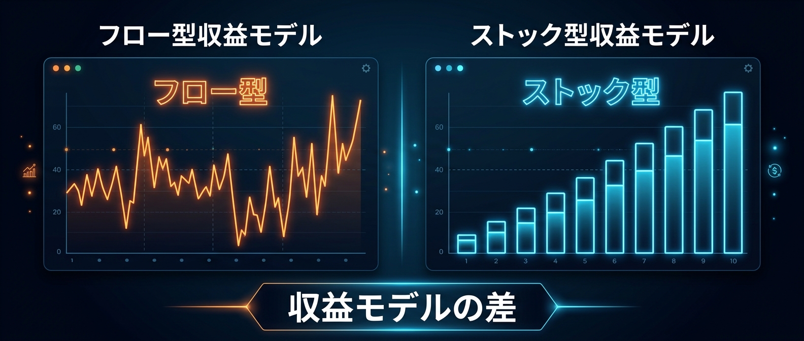 自分が動けなくなった瞬間にゼロになる「フロー」と、積み上がる「ストック」の差。